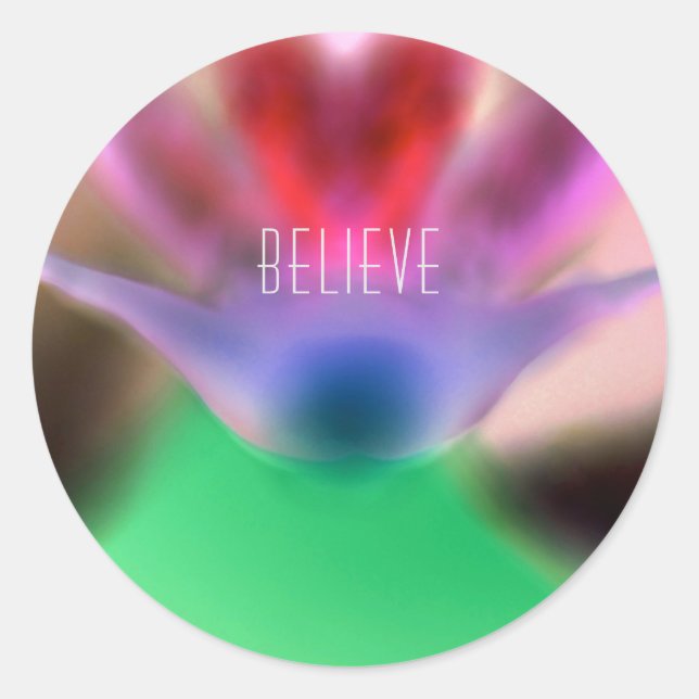 Redonda pegatina de diseño orquídea "Believe" (Anverso)