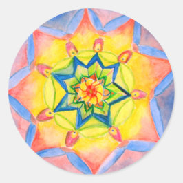 Redonda Pegatina de diseño pintado a mano de Mandala