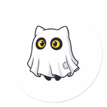 Pegatina de disfraz de gato fantasma adorable para