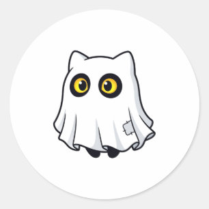 Redonda Pegatina de disfraz de gato fantasma adorable para