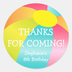 Redonda Pegatina de diversión de verano de Beach Ball