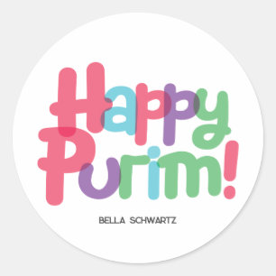 Redonda Pegatina de diversión feliz Purim
