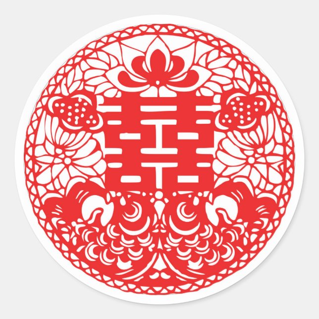 Redonda Pegatina de doble felicidad (Anverso)