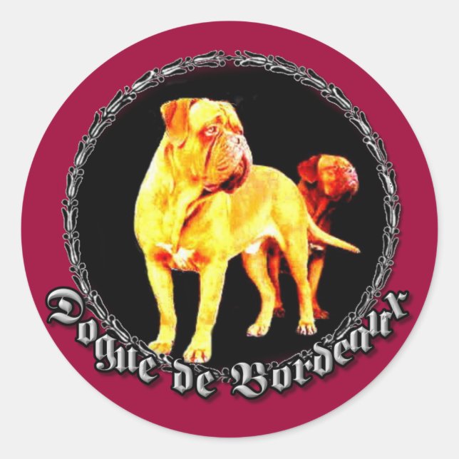 Redonda Pegatina de Dogue de Bordeaux (Anverso)
