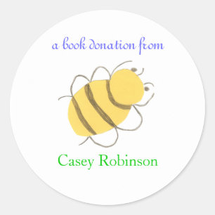 Redonda Pegatina de donación de libros - abeja