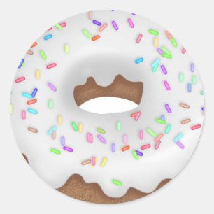 Redonda Pegatina de Donut de una panadería rociada de blan