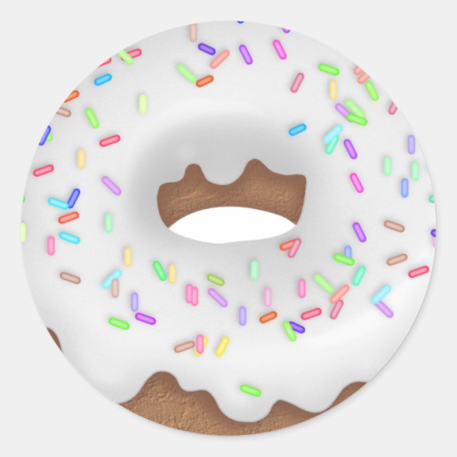 Redonda Pegatina de Donut de una panadería rociada de blan (Anverso)
