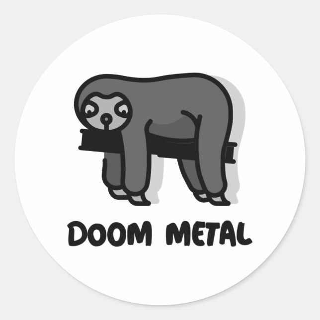 Redonda Pegatina de Doom Metalizado Sloth Sloth (Anverso)