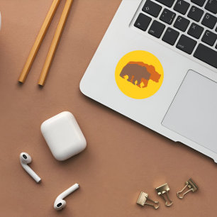 Redonda Pegatina de dos osos marrones