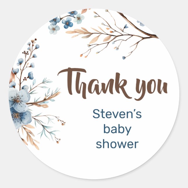 Redonda Pegatina de ducha de bebé de oso suave (Anverso)