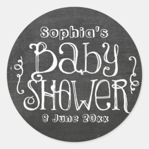 Redonda pegatina de ducha de bebé de pizarra