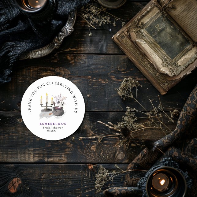 Redonda Pegatina de ducha de bebé Little Boo Halloween Gho (A LITTLE BOO IS ALMOST DUE BABY SHOWER THANK YOU STICKER )