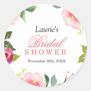 Redonda Pegatina de ducha de novia color rosa floral