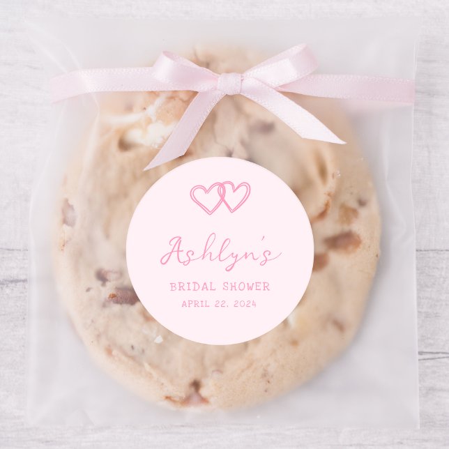 Redonda Pegatina de ducha de novia con corazón rosado dibu (Subido por el creador)