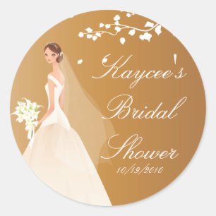 Redonda Pegatina de ducha de novia de Novia Oscura de Oro 