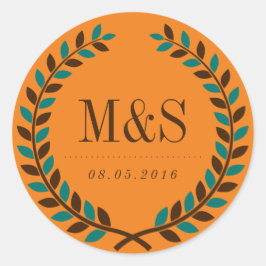 Redonda Pegatina de ducha de novias de Rustic Laurel Wreat