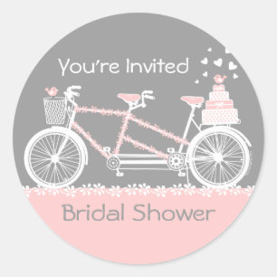 Redonda Pegatina de ducha Tandem Bicycle Wedding