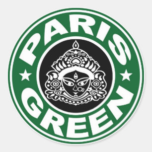 Redonda Pegatina de Durga del verde de París