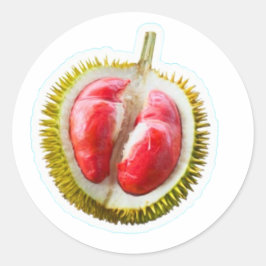 Redonda Pegatina de Durian Rojo Exótico - El Raro Rey de l