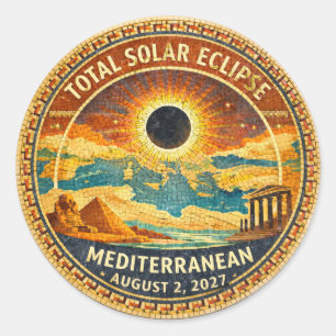 Redonda Pegatina de eclipse total de sol Mosaic 2027