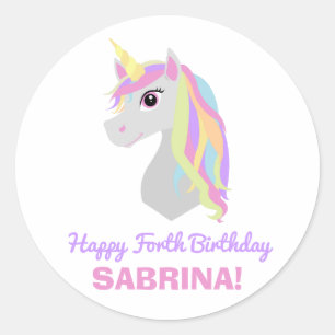Redonda Pegatina de edad de nombre personalizado de cumple