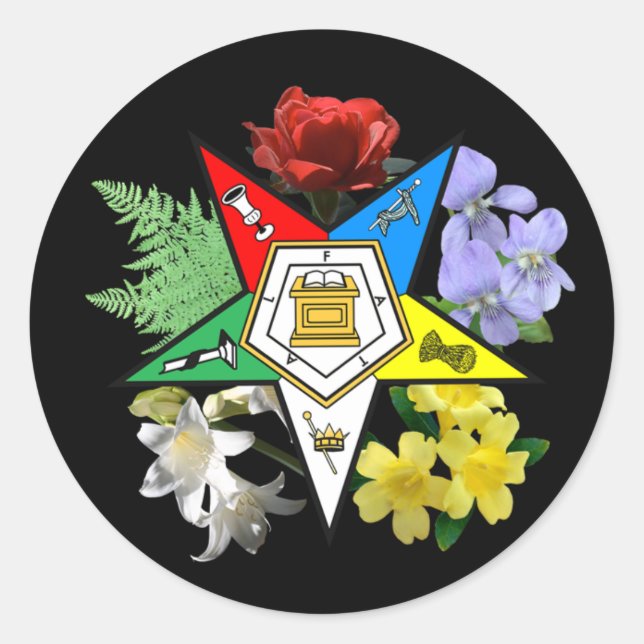 Redonda Pegatina de Emblem Floral de OES (Anverso)