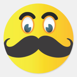 Redonda Pegatina de Emoji de bigote