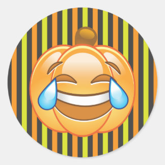 Redonda Pegatina de Emoji de calabaza ríe