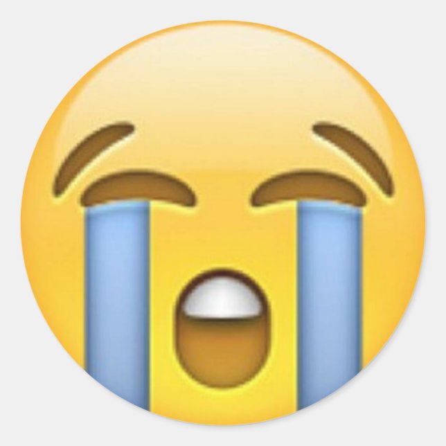 Redonda Pegatina de Emoji de llanto (Anverso)