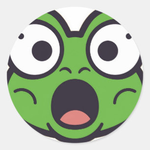 Redonda Pegatina de Emoji de Rana Sorprendida Divertida