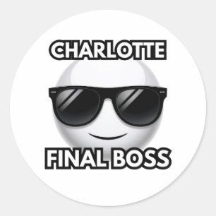 Redonda Pegatina de emoji genial del jefe final de Charlot