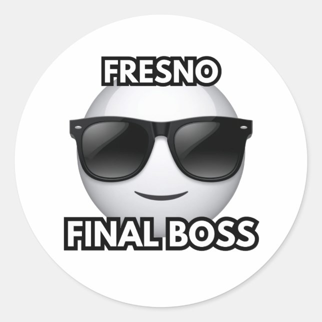 Redonda Pegatina de emoji genial del jefe final de Fresno (Anverso)
