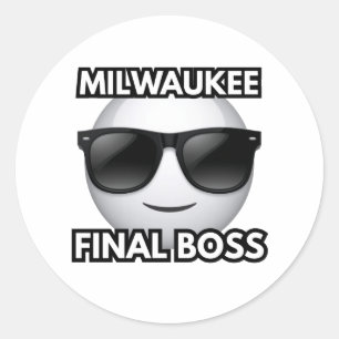 Redonda Pegatina de emoji genial del jefe final de Milwauk