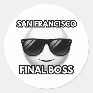 Redonda Pegatina de emoji genial del jefe final de San Fra