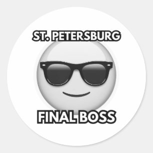 Redonda Pegatina de emoji genial del jefe final de San Pet