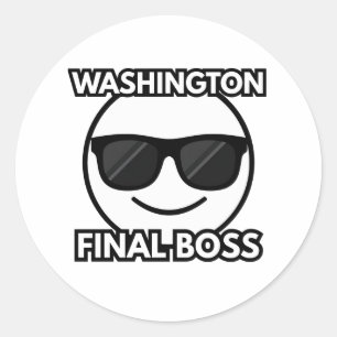Redonda Pegatina de emoji genial del jefe final de Washing