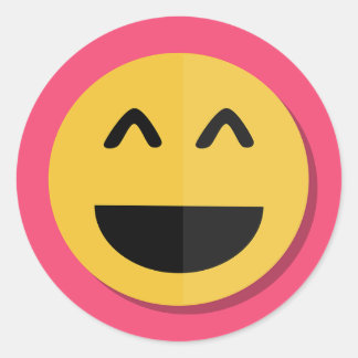 Redonda Pegatina de Emoji rosa y amarilla