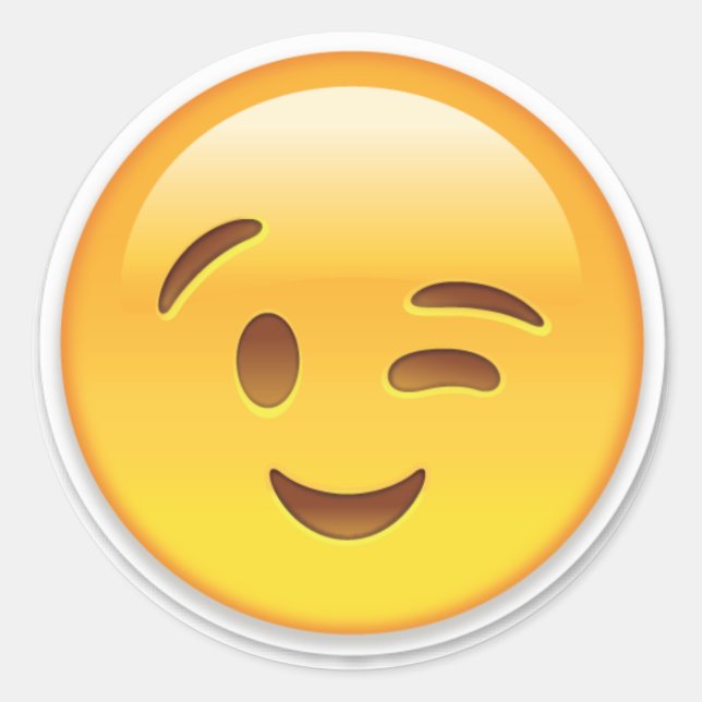 Redonda Pegatina de Emoji Winky (Anverso)