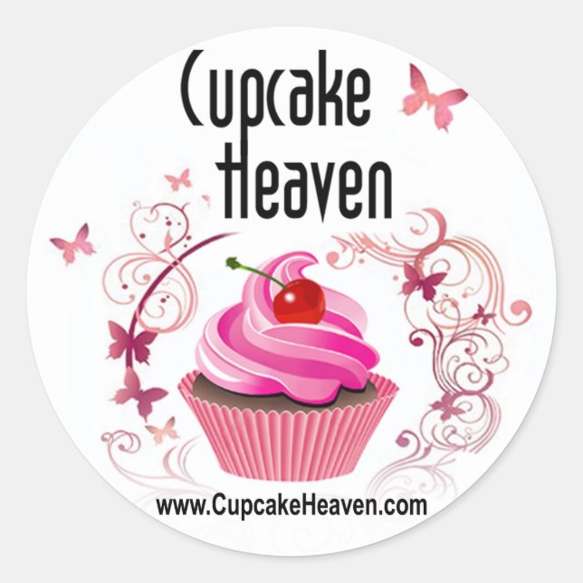 Redonda Pegatina de empaque de pasteles "Cupcake Heaven" (Anverso)