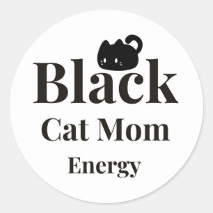 Redonda Pegatina de Energía de Mamá de Gato Negro – Decal 