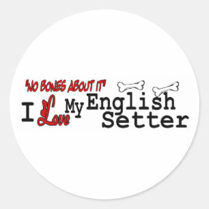 Redonda Pegatina de English Setter (I Love)