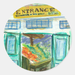 Redonda Pegatina de entrada al mercado (Pike Place Seattle