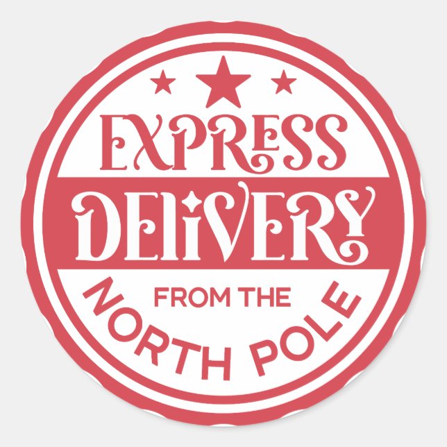 Redonda Pegatina de Envío Express desde el Polo Norte  (Anverso)