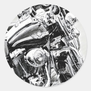 Redonda Pegatina de esbozo de motocicleta