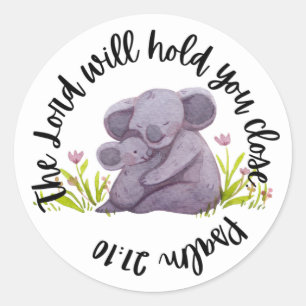 Redonda Pegatina De Escritura (Salmo 27:10 Koala)