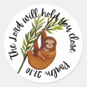 Redonda Pegatina De Escritura (Salmo 27:10 Sloth)