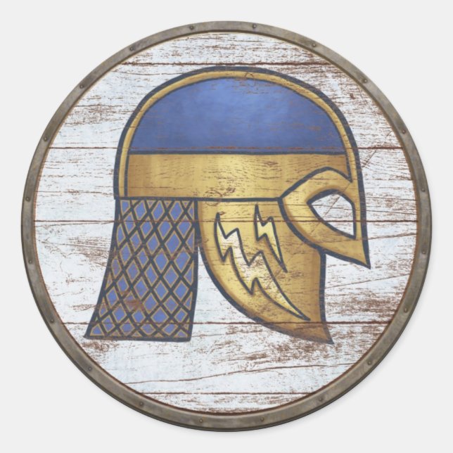 Redonda Pegatina de Escudo de Viking - Helm (Anverso)