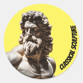 Redonda Pegatina de escultura clásica de Zeus