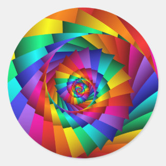 Redonda Pegatina de espiral arcoiris doble