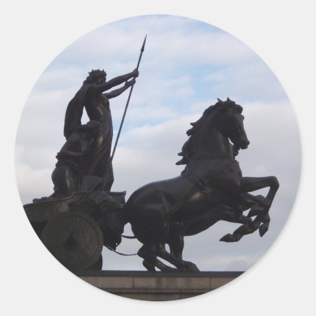 Redonda Pegatina de estatua de Boadicea (Anverso)